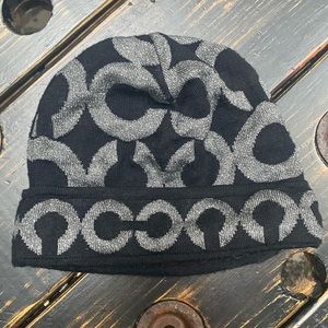 Coach Black and Silver Knit Hat
